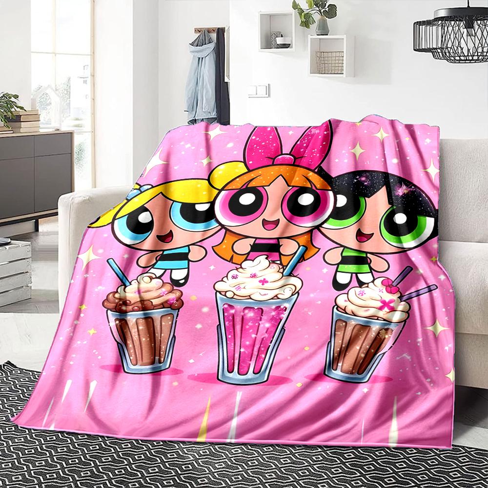 1Pc Powerpuff Girls Blanket For Couch Bed Plush Cozy Fuzzy Blanket Super Soft Warm Blankets For Fall And Winter 0918295