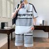 Summer Casual Sports Set Striped Short-sleeved T-shirt Shorts
