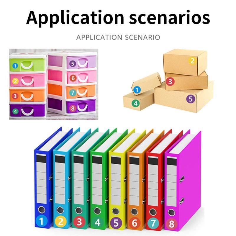 10 Sheets Consecutive Number Sticker 1-100 Adhesive Colorful Dot Numbered Labels for Classroom Office Home Organization