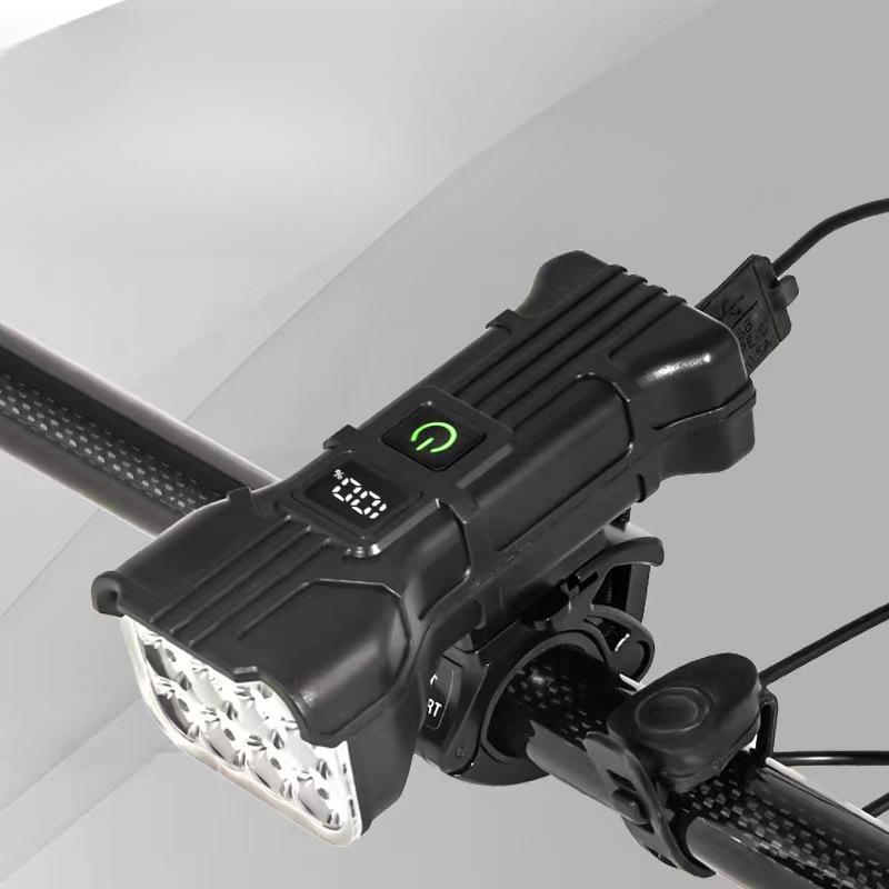 

Новый велосипедный звуковой сигнал, 12 светодиодов, сигнальная лампа высокой яркости для езды на горном велосипеде с цифровым дисплеем и USB-передним фонарем большой емкости