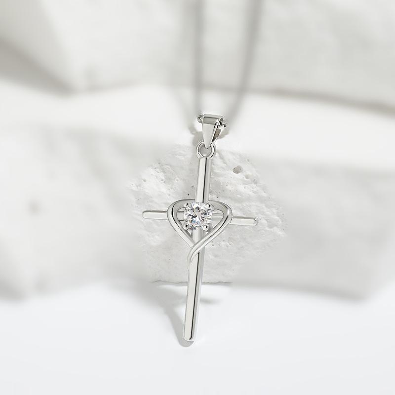 

Цепочка на ключицу с двенадцатью камнями созвездий в форме сердца, ожерелье в стиле ретро с крестом веры «Холодный ветер»