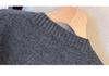 Patchwork Faux Two-Piece Round Neck Knit Sweater - Women's Versatile Short Top for Spring 2026