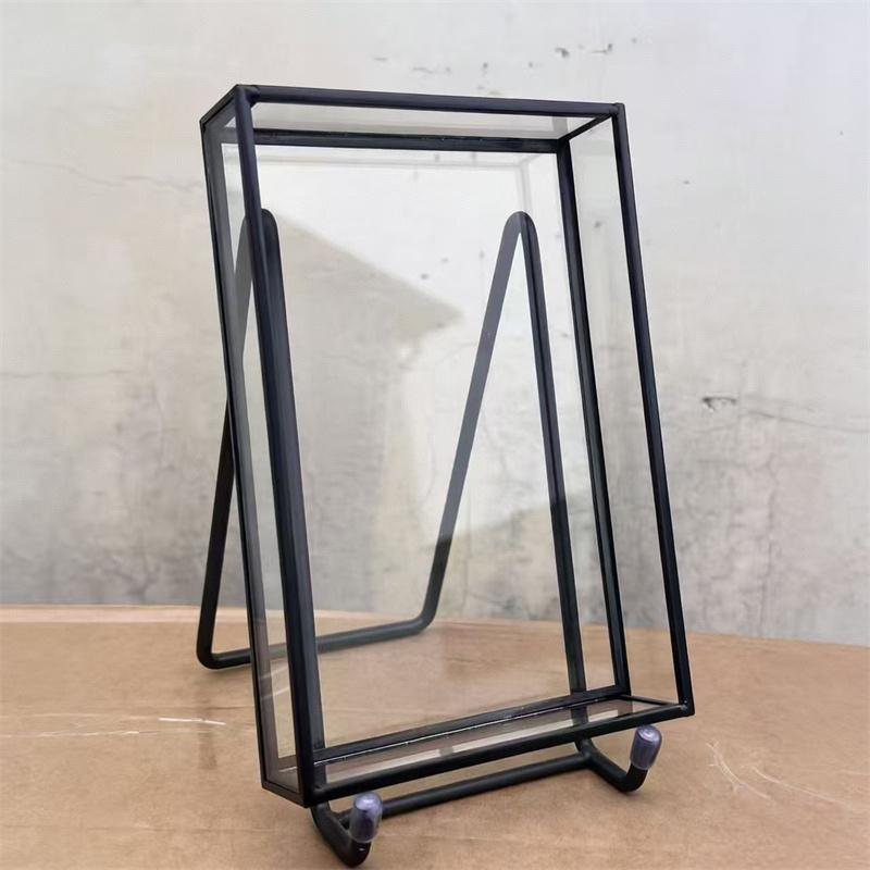 

12x17cm Micro Landscape Moss Fern Photo Frame Glass Terrarium with Stand, Succulent Plant Tabletop Display Vase Home Decor