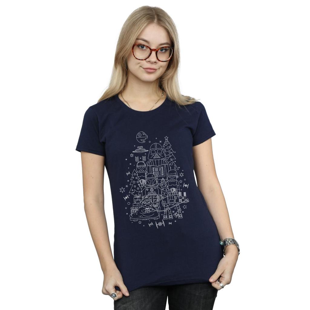 STAR WARS Womens/Ladies Empire Christmas Cotton T-Shirt