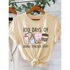 Women's College-Style Fun Printed Short Sleeve Shirt 100 Days Of Doing Teacher Stuff Leopard Print Cup Round Neck T Shirt
