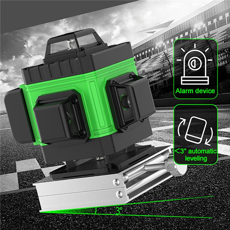 8/12/16-Linien Laserwasserwaage Grüner Strahl Infrarot Automatisches Nivellierwerkzeug Horizontal Vertikal Kreuzlinien Laserwasserwaagen Instrument
