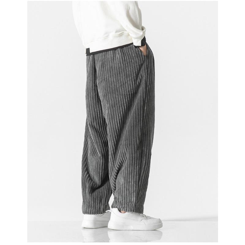 Mens Corduroy Loose Straight Chinese Style Big Size Casual Harem Long Pants