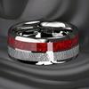 Fashion 8mm Silver Color With Red Opal Meteorite Inlay Rings Men Stainless Steel Ring for Men Women Wedding Party Jewelry