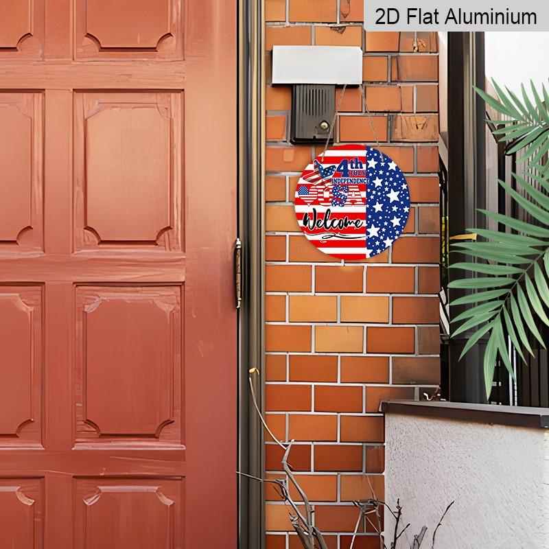2D Flat Retro Aluminum Wall Stickers In Various Sizes. Independence Day Theme, Fourth of July American Flag, USA Door Decoration/welcome Sign. Ideal