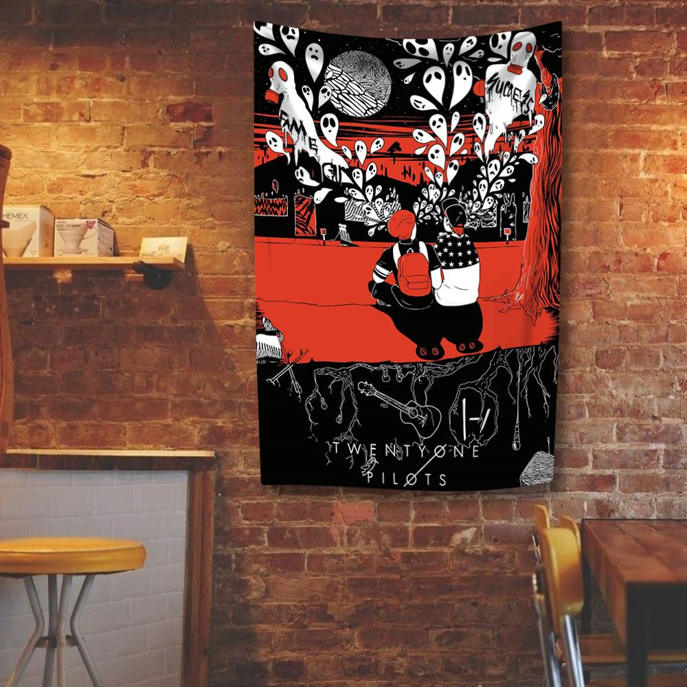 Twenty One Pilots Flaga Baner Cztery Otwory Poliester Nadruki Cyfrowe Tapestria Zespół Rockowy Dekoracja Zewnętrzna Pokój Garaż Ogród