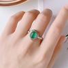 PANJBJ 925 Sterling Silber Grüne Steinringe für Damen Paar Minimalistisch Klassischer Schmuck Geburtstagsgeschenk Dropshipping