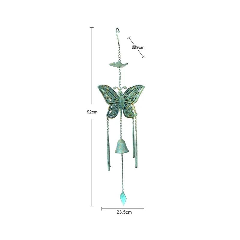 Garden Cast Iron Small Bell Pendant American Style Iron Flower Butterfly Wind Chime Villa Garden Retro Gardening Decorations