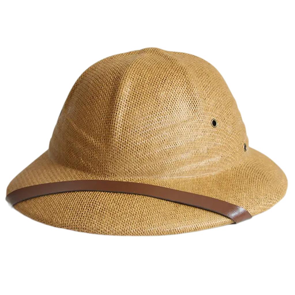 Handmade Straw Hat Sun Protective Bucket Hat with Ventilation Hole Beach Vacation Fisherman Hat Photography Headpiece