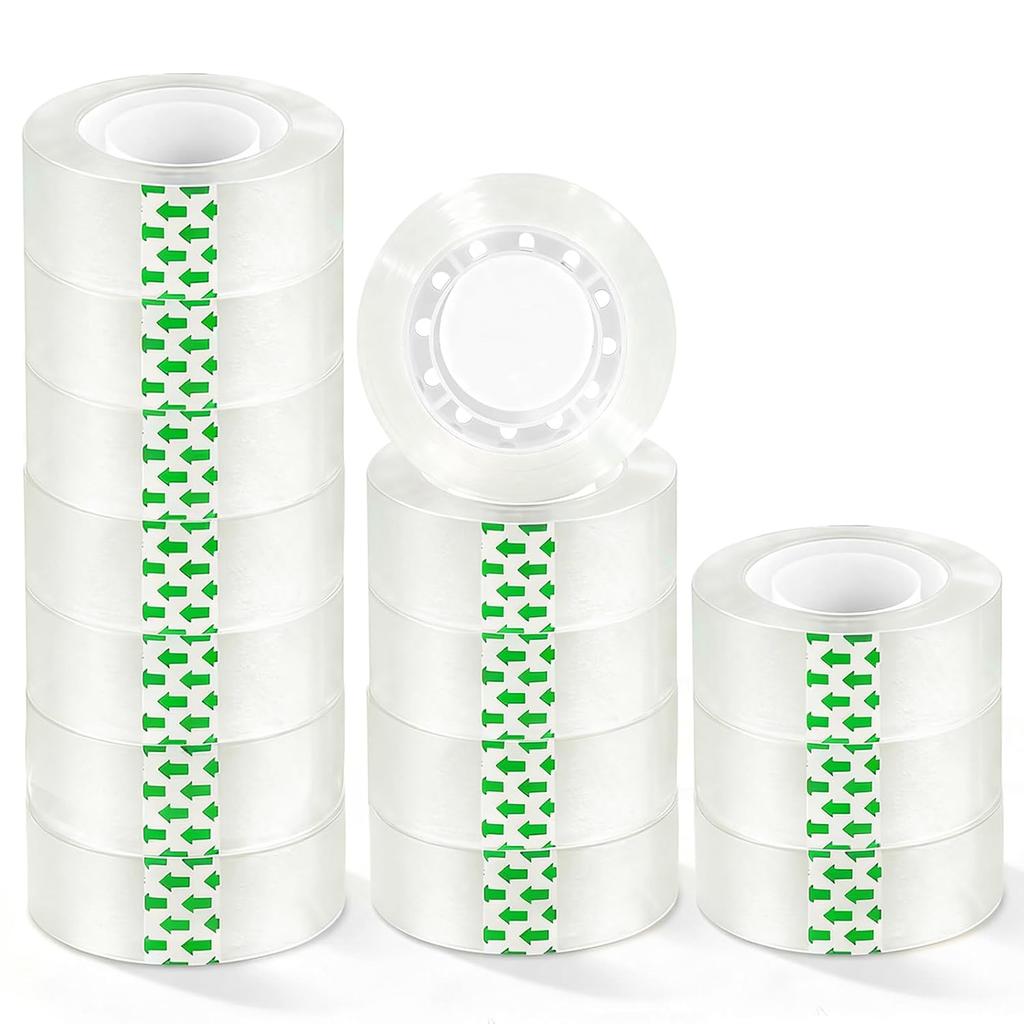15 Rolls Transparent Tape Refills, Clear Tape, Gift Wrap Tape 3/4 Inch x 1000 Inch, Clear Tape Refill Rolls for Gift Wrapping, Home, School Office