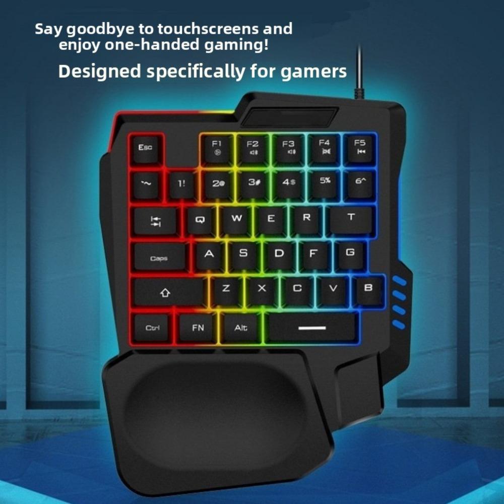 One-handed Keyboard Colorful Mechanical 35 Keys with Mobile Phone Throne PUBG Handle Mobile Game Chicken Eating Artifact