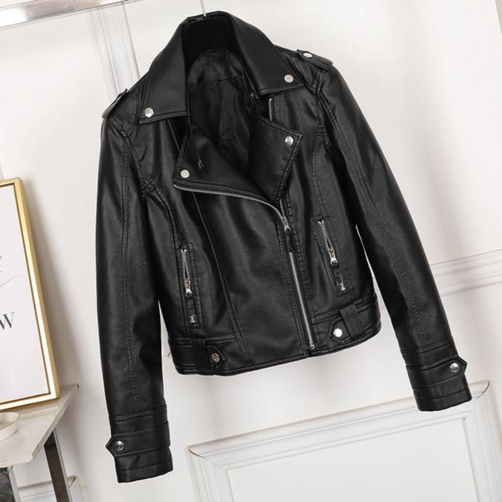 Slim Women PU  Leather Jacket Casual Biker Motorcycle Jackets Female Punk Streetwear Spring Autumn Coat