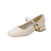 French Beautiful Mary Jane Shoes Women's Shoes 2025 New Spring and Autumn Shoes Thick Heels High Heels Square Head Shallow Mouth Single Shoes Women
