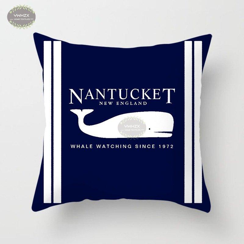 Compass Anchor Pattern Pillowcase Peach Skin Blue Mediterranean Style Gift Living Room Sofa Home Decor Car Seat Cushion Cover