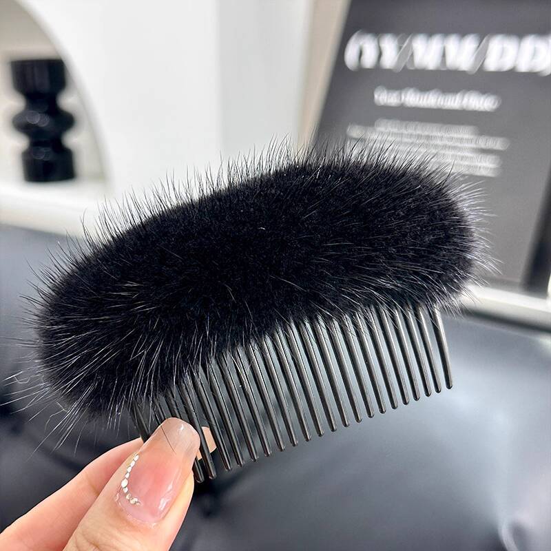 

Mink Fur Hair Clip Women Bangs Hair Clip Head Hair Accessory Side Clip Girls Hairpin Fashion Plush Hair Ornament Luxury Bb Clip чёрный
