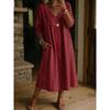 QICED Fashion Summer Spring Solid Color Print V-Neck 1/2 Sleeves Casual Dresses