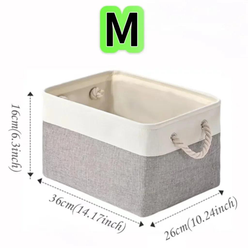 Foldable Storage Bins with Sturdy Cotton Handles Fabric Sundries Storage Basket for Home/Children's Toys/Wardrobe/Storage Basket