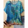 Zomer Dames Casual Mode Creatief Casual Dagelijks T-shirt Los Casual T-shirt 3D Digitale Kleur Geprint T-shirt