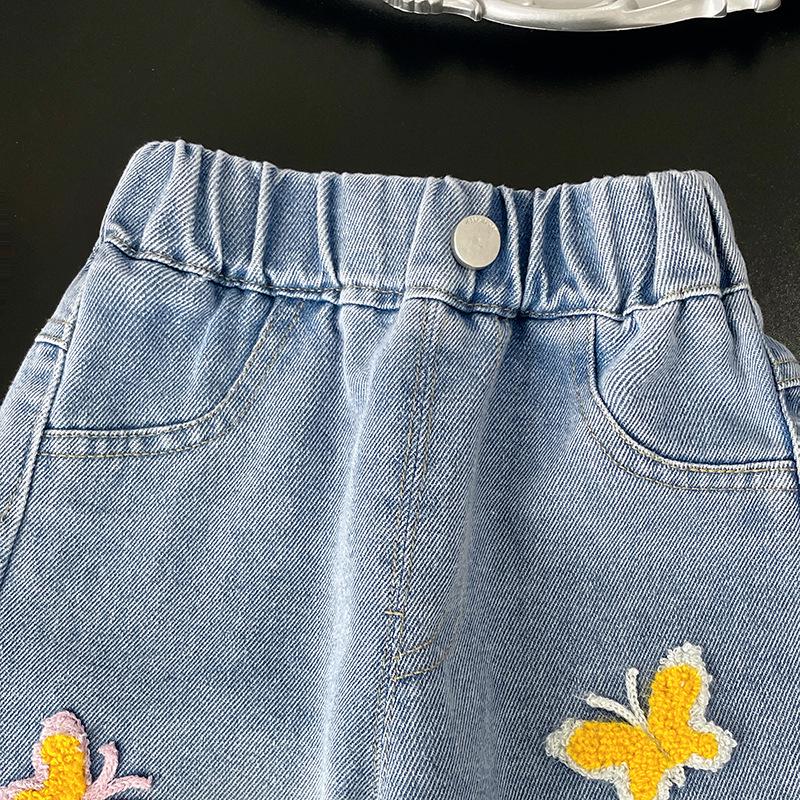 Girls' Soft Denim Washed Jeans - Autumn 2025 Straight & Wide Leg