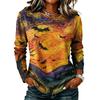 Women's Casual Long Sleeve Halloween Print T-Shirt Round Neck for Fall Parties