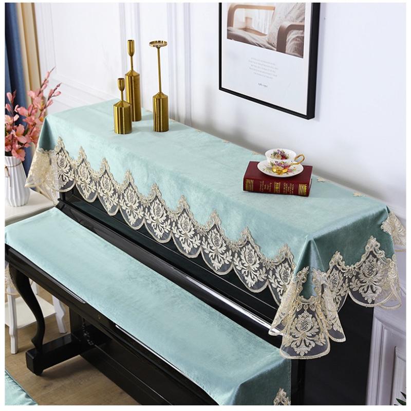 European Lace Piano Embroidered Cover Dustproof Universal Piano Cover Keyboard Cover Fabric for Upright and Digital Piano Stool Decorat Protect Cover
