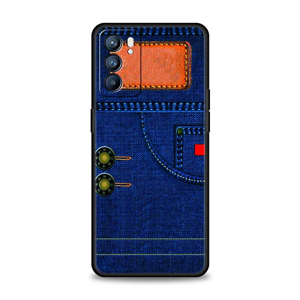 Leather Cloth Pattern Phone Case For Oppo A17 A31 A54 A57 A78 A79 A98 Find X5 X6 Reno 6 7 8 10 11 12 13 F Pro 5G Soft TPU Cover