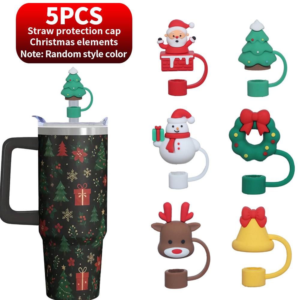 

5, 10- Creative Christmas Elements 10MM Straw Protective Cap Water Cup Straw Dust Cap