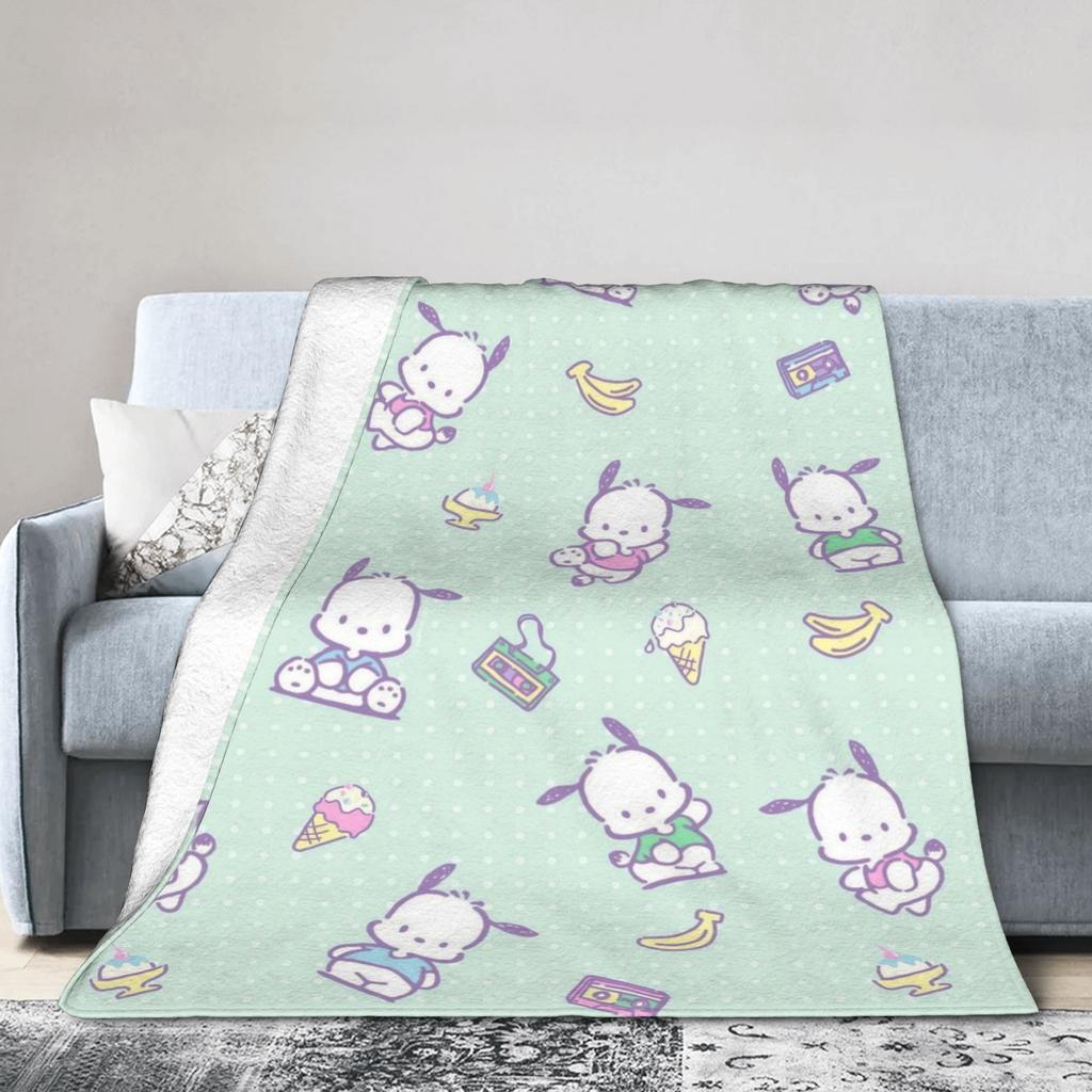 Pochacco Dog Pattern Blanket Cartoon  Plush Throw Blankets Airplane Travel Printed Soft Warm Bedsprea