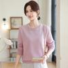 Mom's Spring and Autumn Long Sleeve Beaded Crew Neck Sweater New Small Shirt Middle Elderly Women's Knitted Top