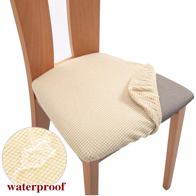 Waterproof Jacquard Chair Cover For Dining Room Thick Fabric Chair Slipcover Protector Washable Seat Cover For El Banquet 1Pc