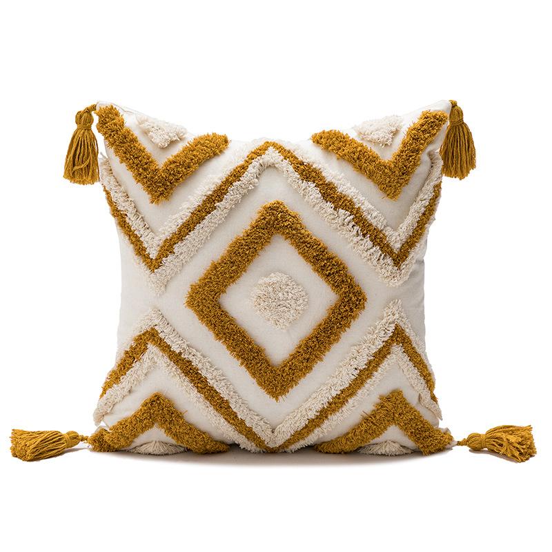Junwell Boheemse Geknoopte Dec.Kussen Marokkaanse Etnische Kwasten Kussenhoes Scandinavische Woonkamer Bank Kussenhoes 45X45CM SQ