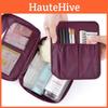Compact Cosmetic Travel Organizer With Multi-compartments And Elastic Straps