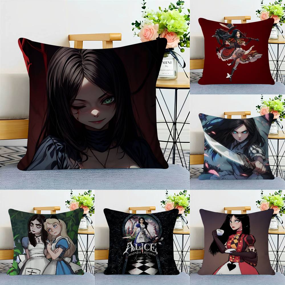 GAME AliceS Madness Returns Pillow Case Removable Washable Cushion Cover – All-Season Soft Linen