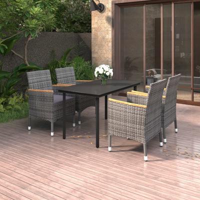 Vidaxl 5-Cz. Conjunto de Muebles de Jardín con Cojines, Ratán PE y Vidrio