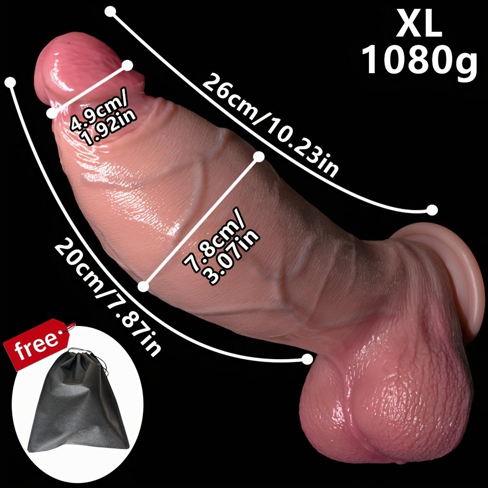 XXL Realistic Dual Density Silicone Dildo, Thick Large Diameter Skin Feel Penis Toy with Strong Suction Cup, Includes Storage Bag