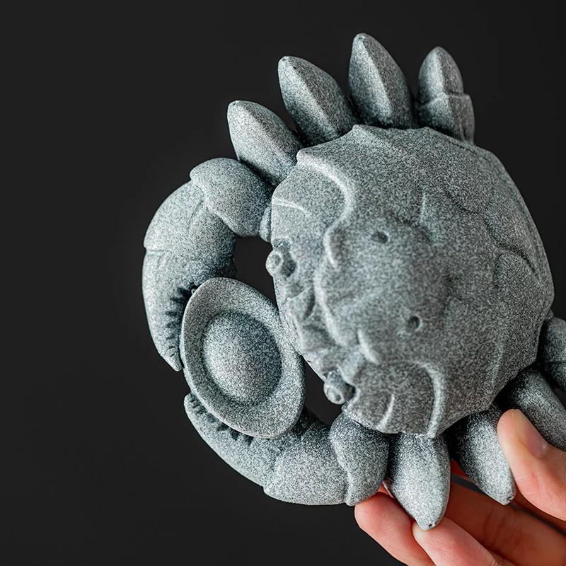 Boutique Tea Table Decoration, Blue Sand Stone, Fortunate Crab Tea Pet Decoration, Simple Household Creative Tea Table, National