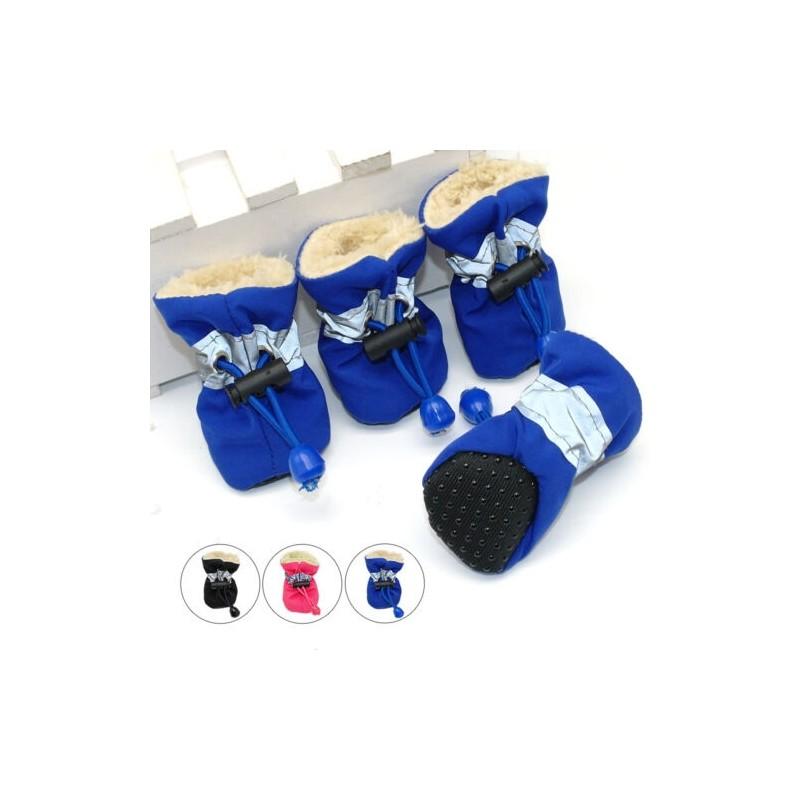 Premium Quality 4pcs Reflective No Slip Dog Shoes Boots With Waterproof Soft Fleece Padded Design