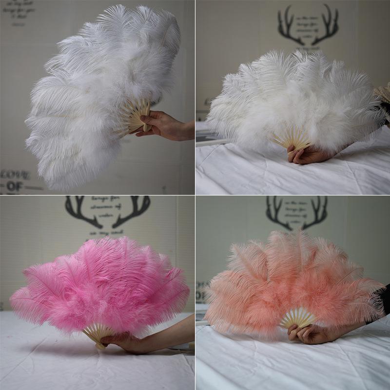 35cm Ostrich Feather Fan for Qipao Fashion Shows and Stage Performances