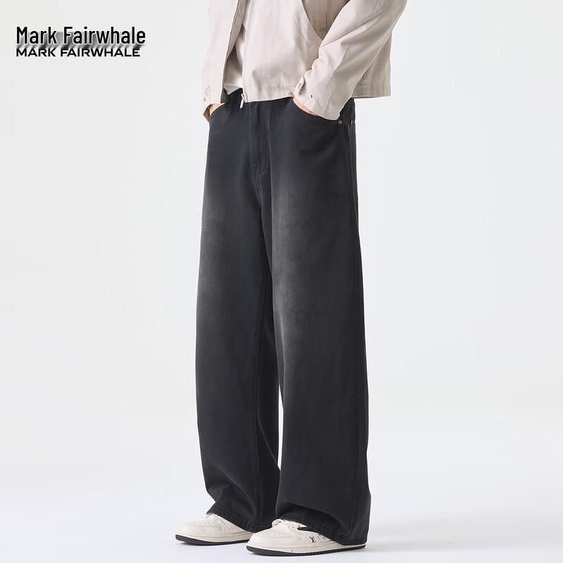 

Мужские джинсы Mark Fairwhale в стиле ретро, потертые, вываренные, черного цвета, свободного кроя, с прямыми штанинами 33