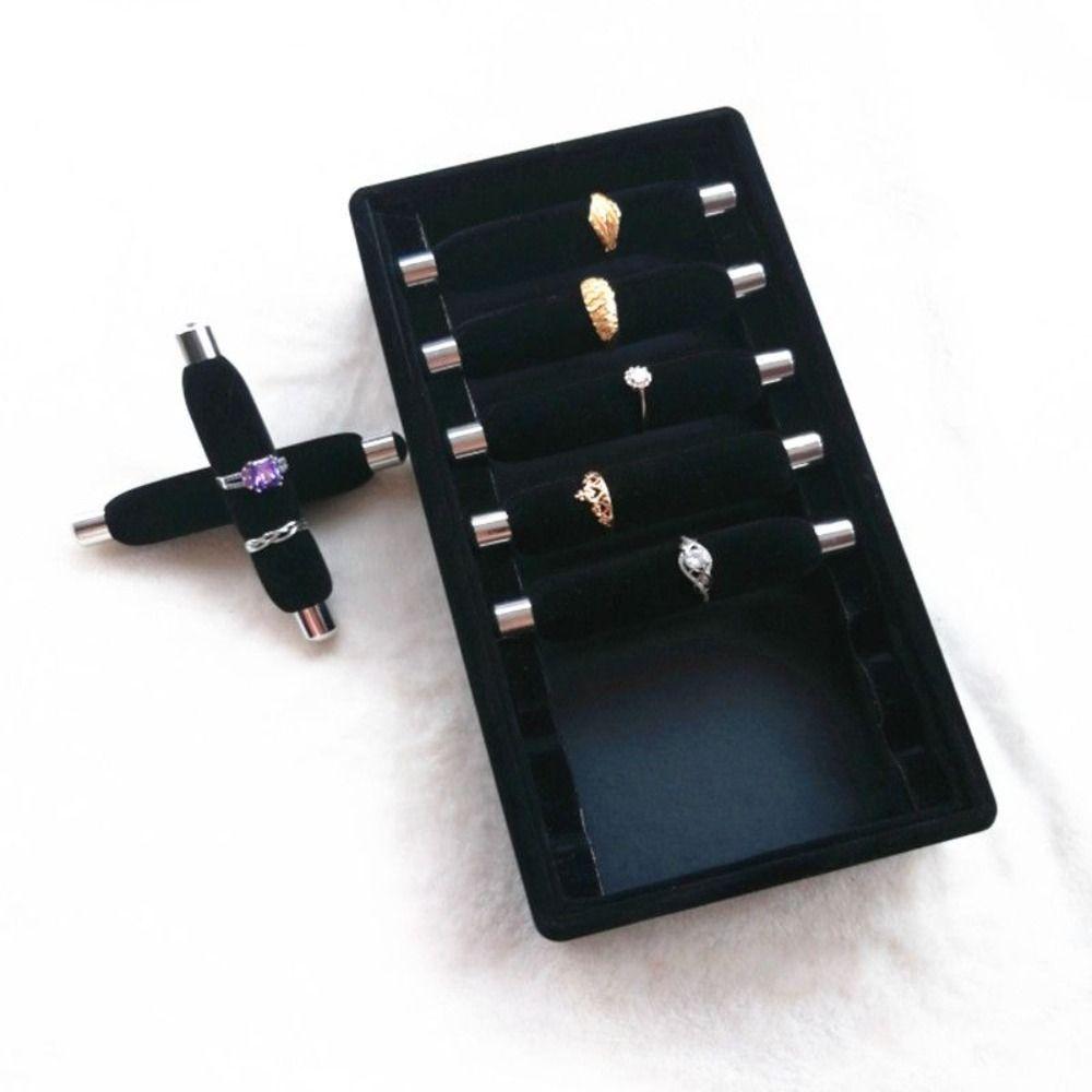 Wooden Velvet Jewelry Box Hoop Earrings Ring Display Case Simple Ring Bearer Holder Gifts