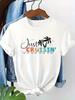 Damen Freizeit Kurzarm T-Shirt Tropische Palme Just Cruisin Grafikdruck Strandurlaube Lässige Ausflüge Strand T-Shirt