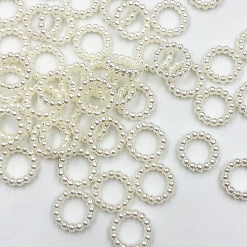 White Colors ABS Hollow Round Pearls Loose Ring Beads Pearl Embellishments Jewelry Phone DIY Garment Beads Crafts