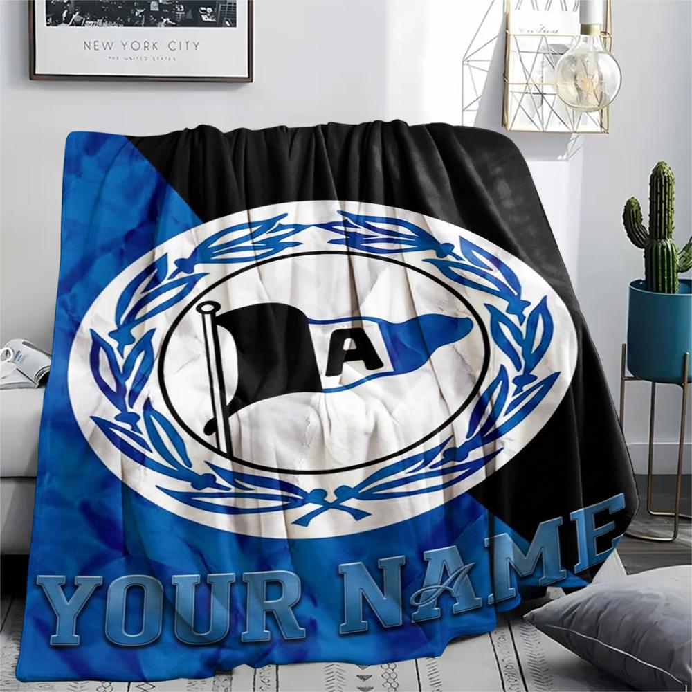 1PC Custom Name DSC Arminia Bielefeld Patterned Flannel Blanket Suitable For All Seasons for Home Decor Warmth and Comfort Gifts Holiday Present_xia