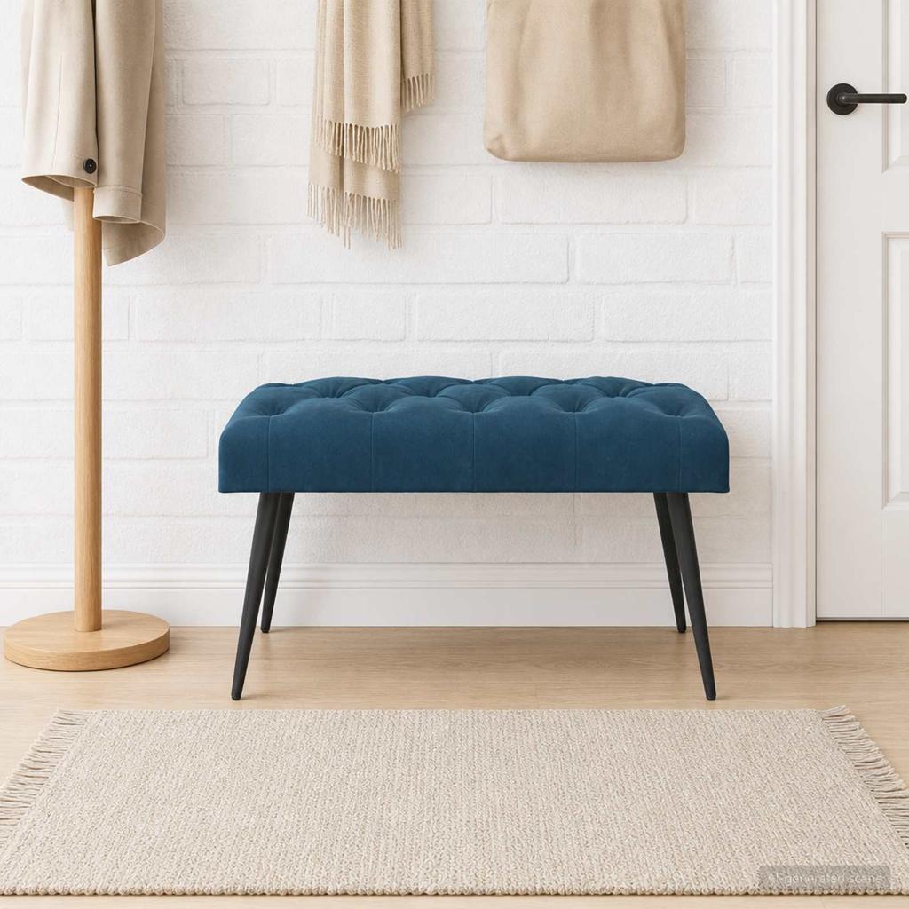 Button Tufted Bench Blue 80 x 40 x 46 cm Velvet