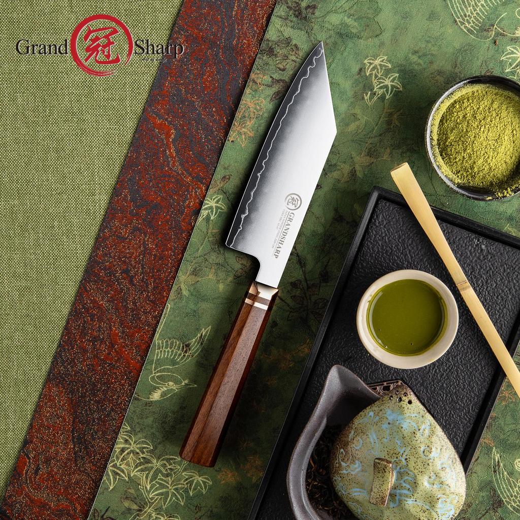 Grandsharp 3 Layer Composite ZDP-189 Steel 5.5 Inch Bunka Knife Chef Knife Mkuruti Wood Handle 420J2 Stainless Steel Cutter