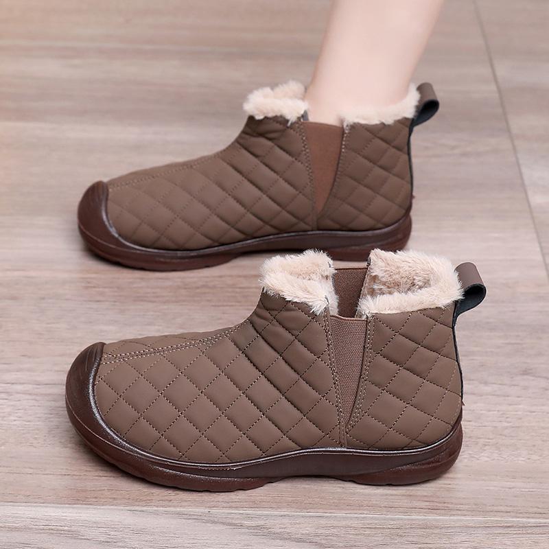 Women's Large Size Soft Sole Fall and Winter Warm Fur One Snow Boots Padded Lining Non-slip Hiking Leisure Sports Cotton Boots